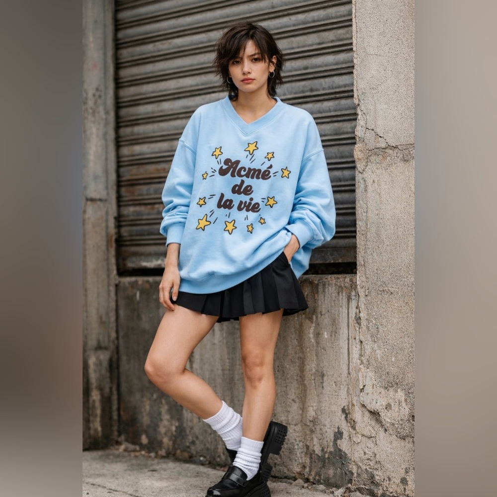 Acmé de la Vie Oversized Sweatshirt Unisex Streetwear Graphic Pullover NWOT